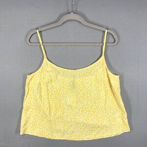 H&M Divided Strappy Tank Top Women's Large Yellow Floral Popover Scoop Neck New